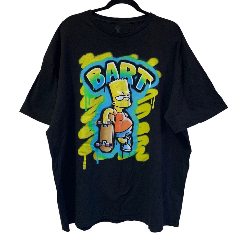 Bart Simpson Men's Size 3XL Graffiti Style Spray Paint Black Graphic Tee Shirt